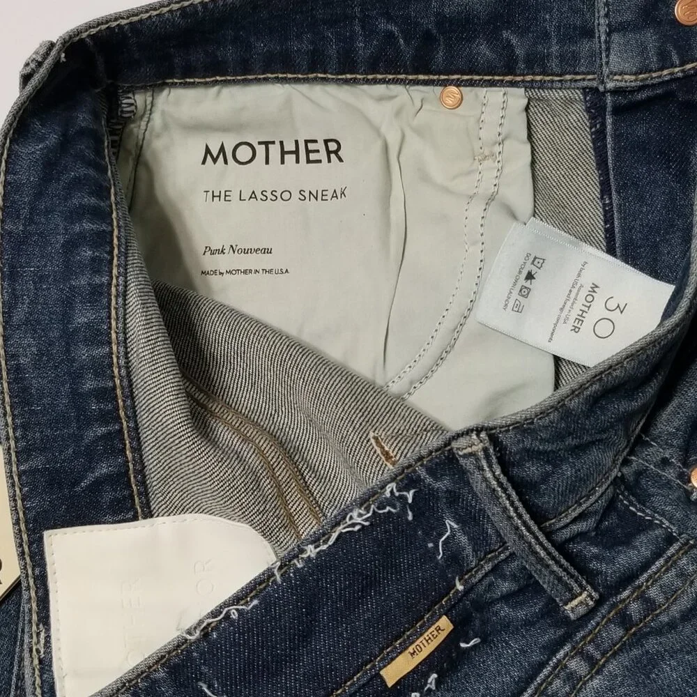 NWT Mother The Lasso Sneak High Rise Wide Leg Jeans, Punk Nouveau Size 30 $278 - Picture 14 of 16